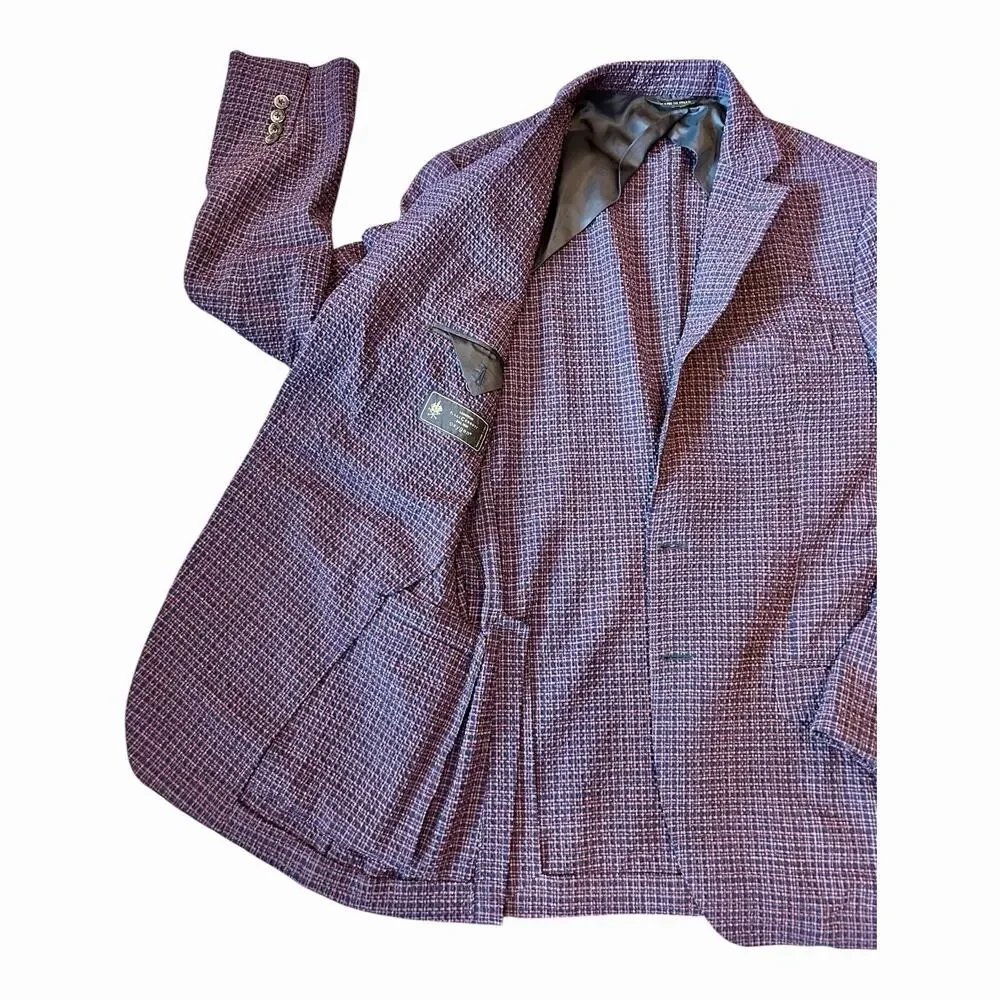 Lanificio F.lli Cerruti Oxygen Italian Blue/Rust Sport Coat Size 40R Wool Cupro‎